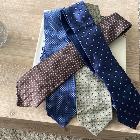 Elegant Men's Tie Set - Blue, Brown, Green - Picture 1 of 3